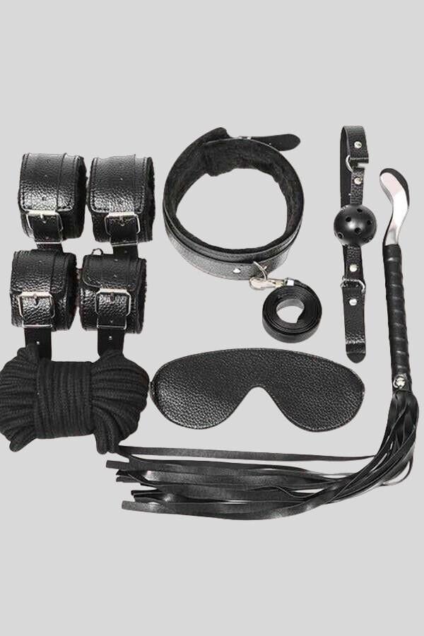 Arias Closet Kol Bacak İp Maske Kelepce Ağız Topu Kople Deri Set