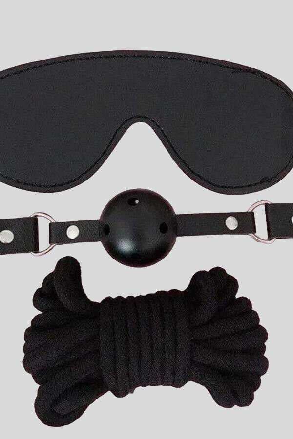 Arias Closet Gözlük Ağız Topu İp Üçlü Deri Harness Set