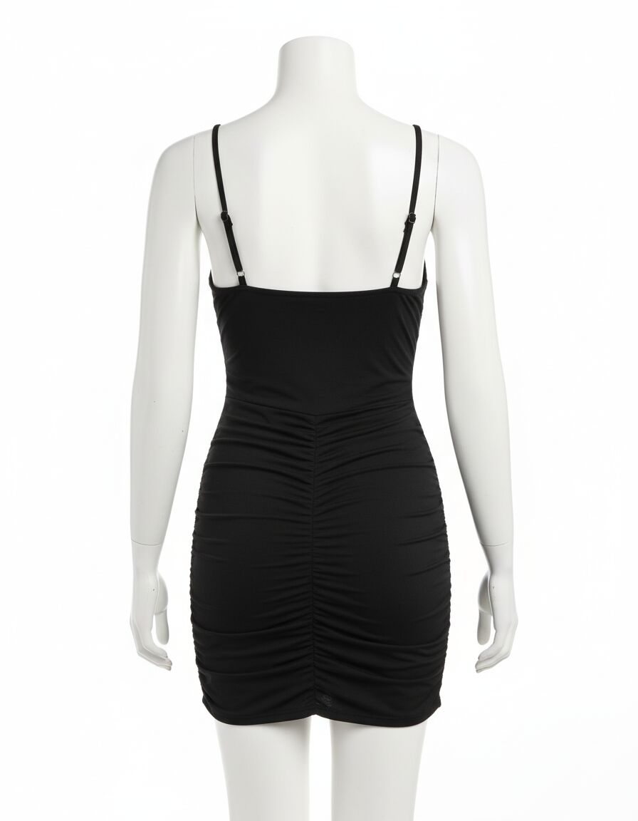 Arias Closet Göbek Dekolteli Büzgülü Siyah Mini Club Elbisesi