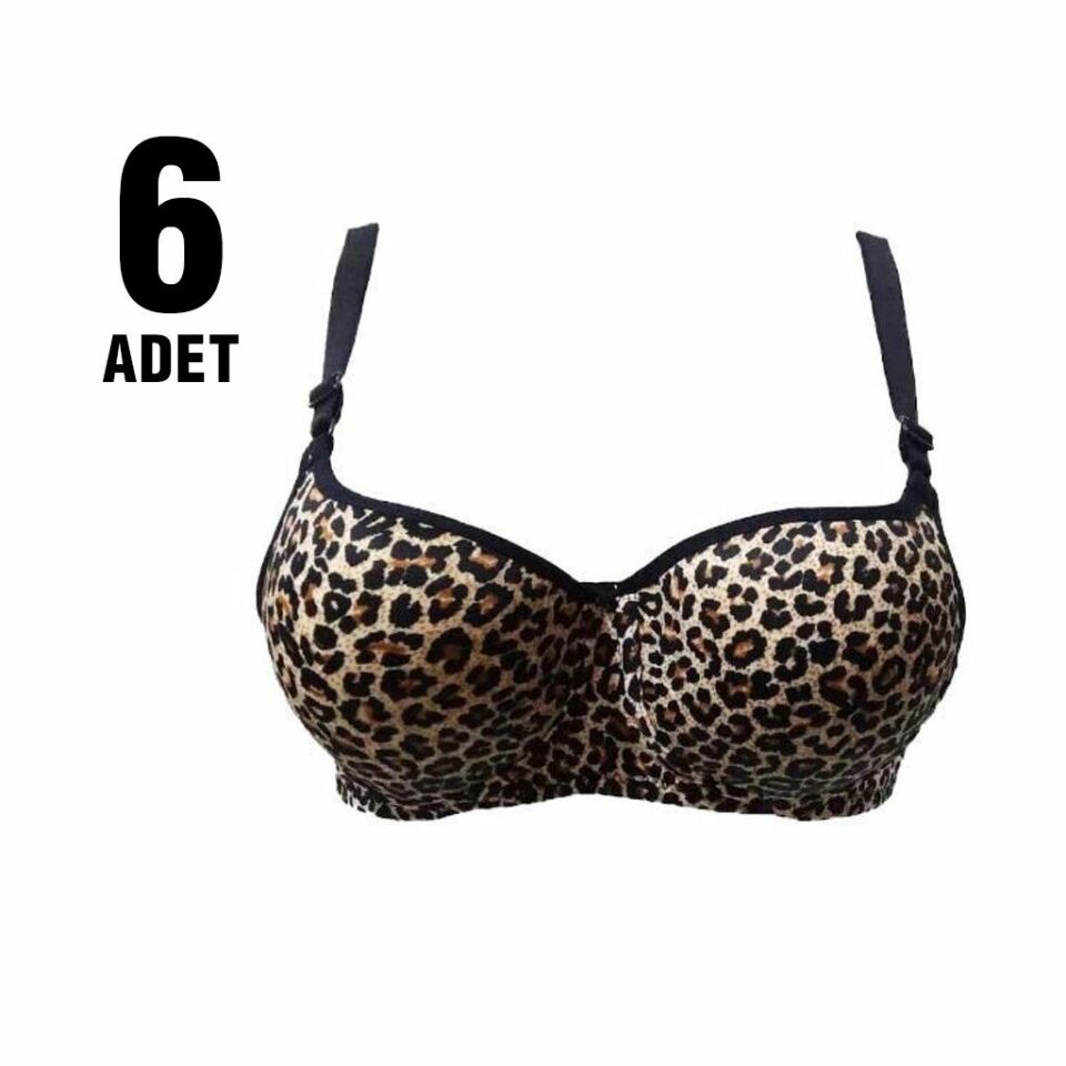 Liza 1000 Leopar Desenli Boş Kalıp Bayan Sütyen 6'lı