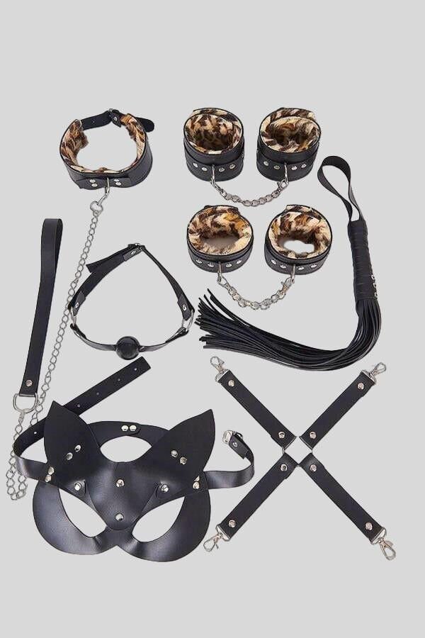 Arias Closet Deri Harness Leopar Set