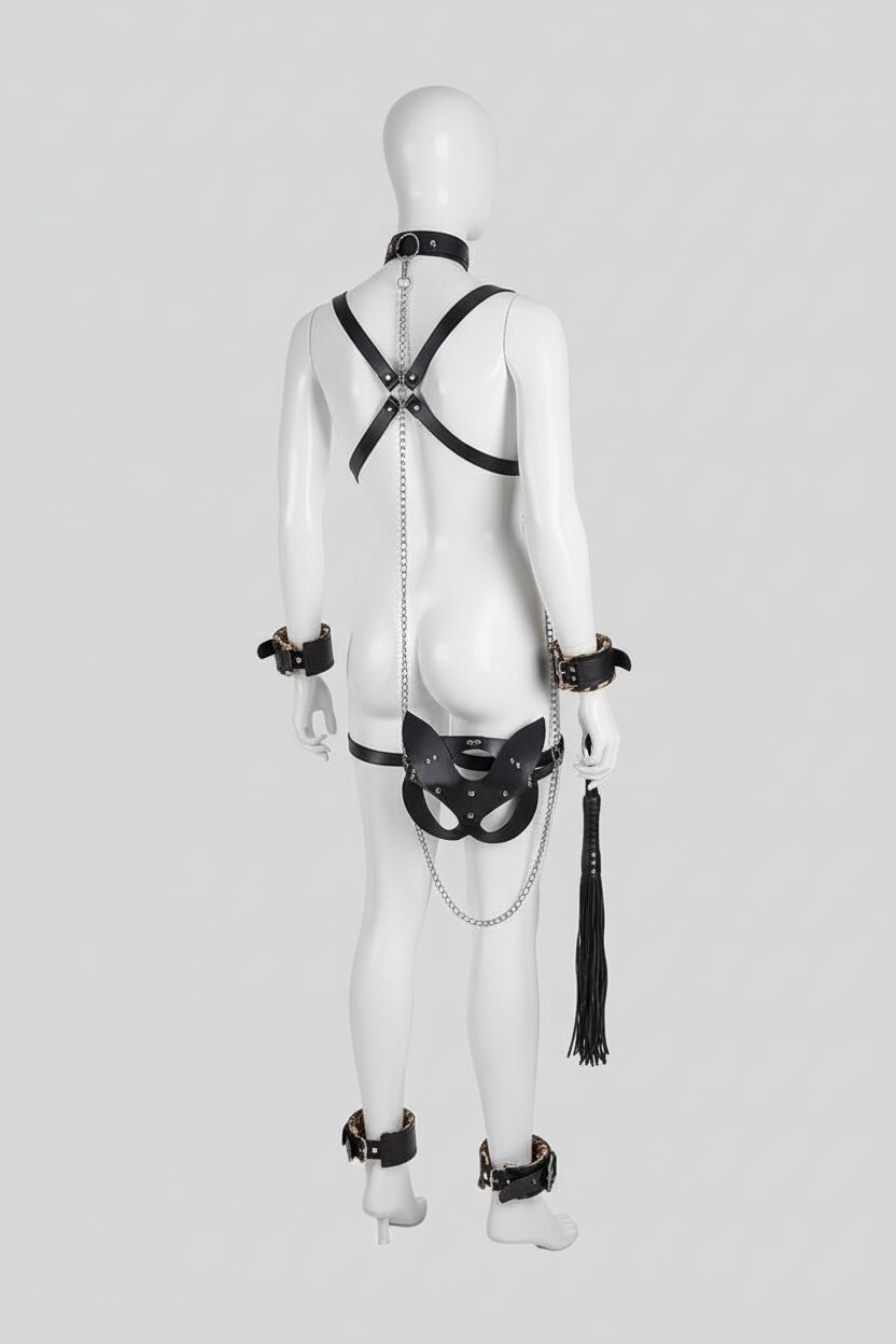 Arias Closet Deri Harness Leopar Set