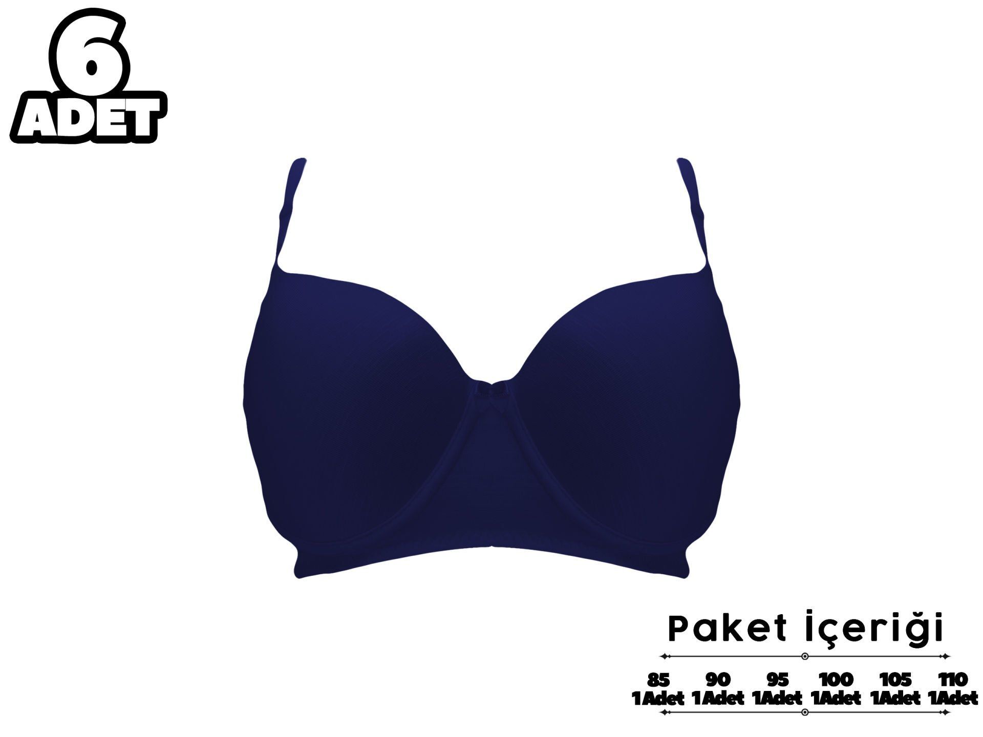 Liza 2110 Lacivert C Cup Balenli Desteksiz Bayan Sütyen 6'lı