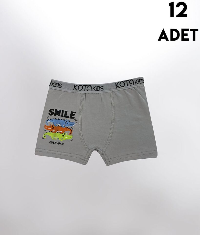 Kota 1005 Baskılı Erkek Çocuk Boxer 12'li