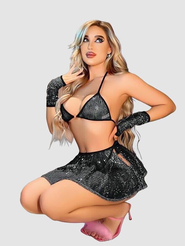 Arias Closet Siyah Parlak Etekli Sütyen Takımı