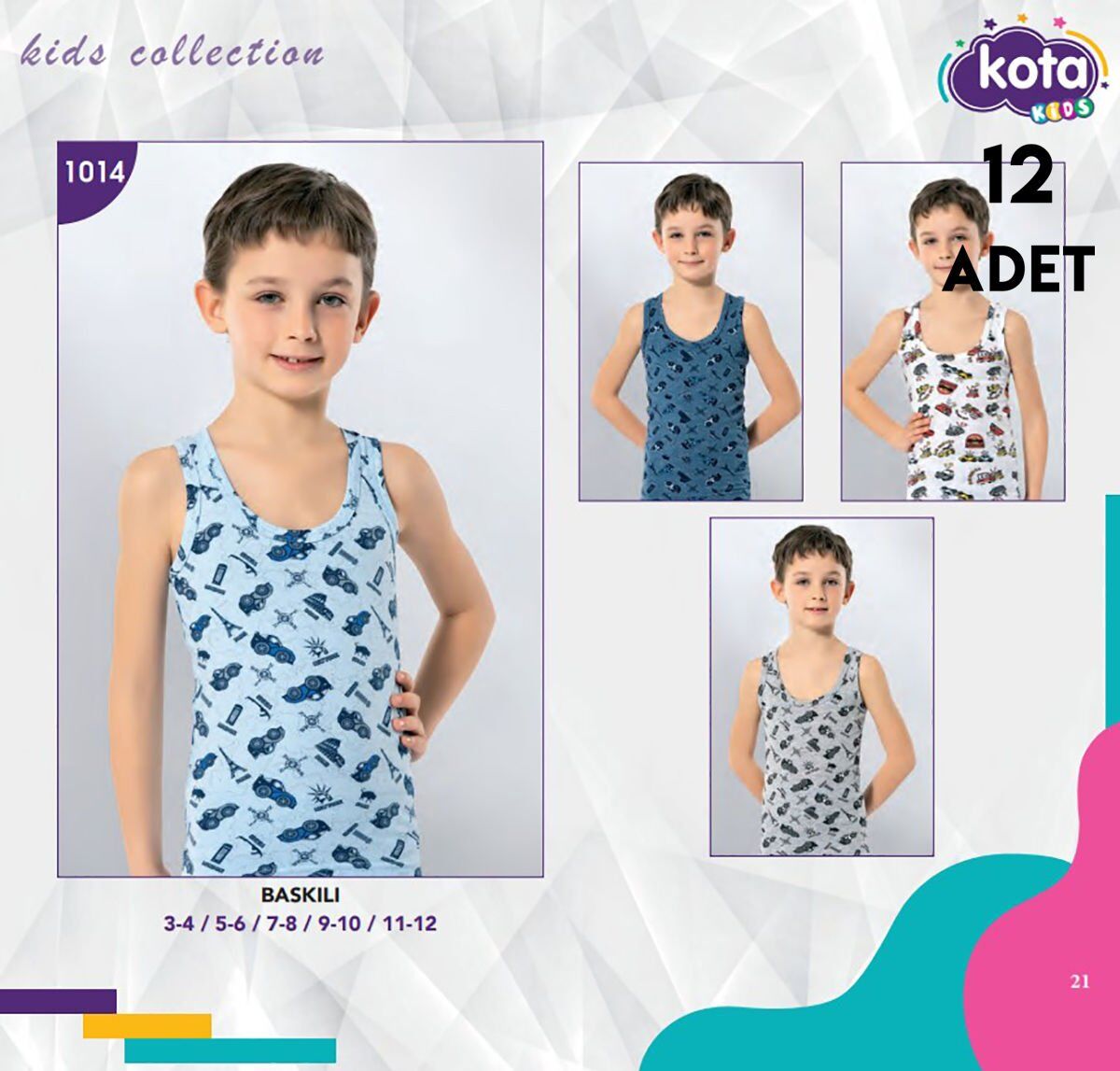 Kota 1014 Baskılı Erkek Çocuk Atlet 12'li