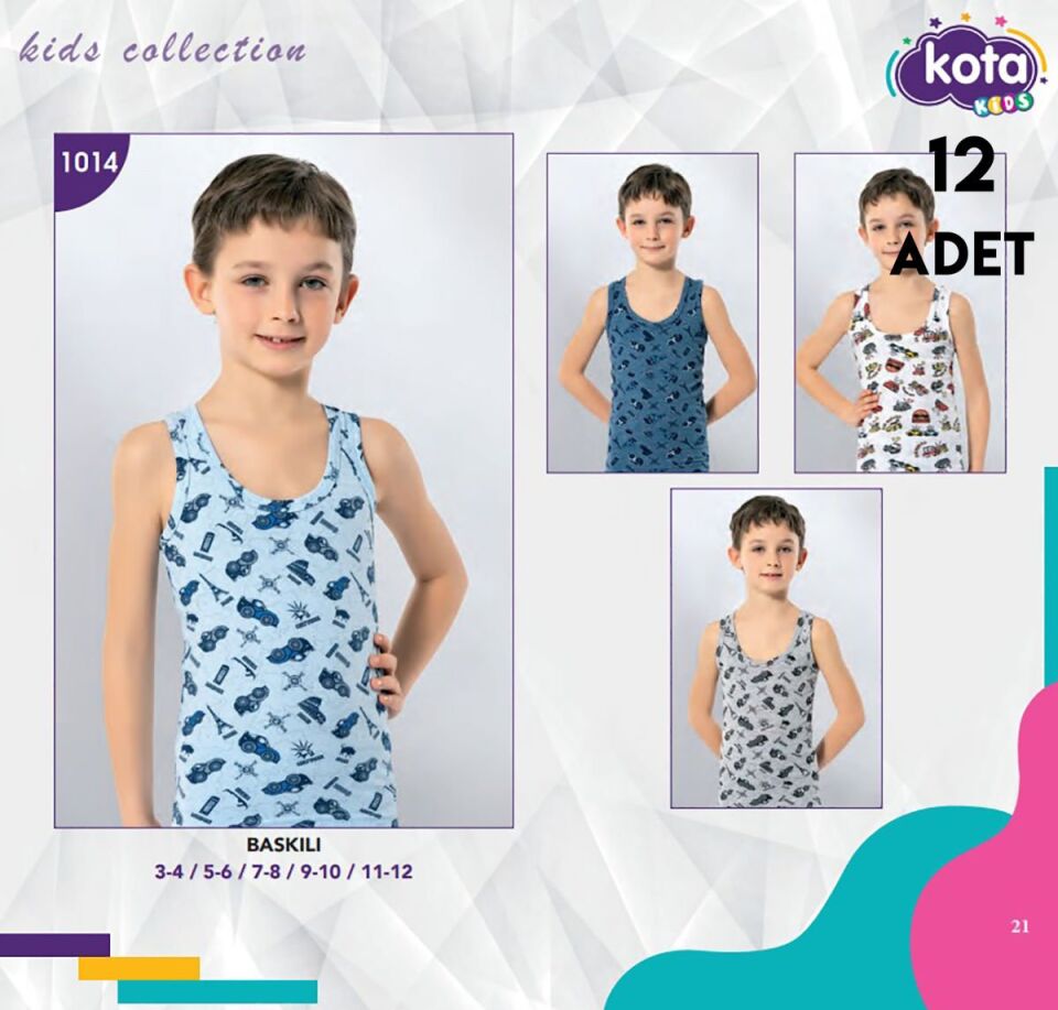 Kota 1014 Baskılı Erkek Çocuk Atlet 12'li