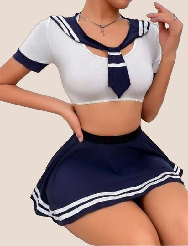 Arias Closet Lacivert Büstiyerli Mini Etekli Fantezi Denizci Kostümü