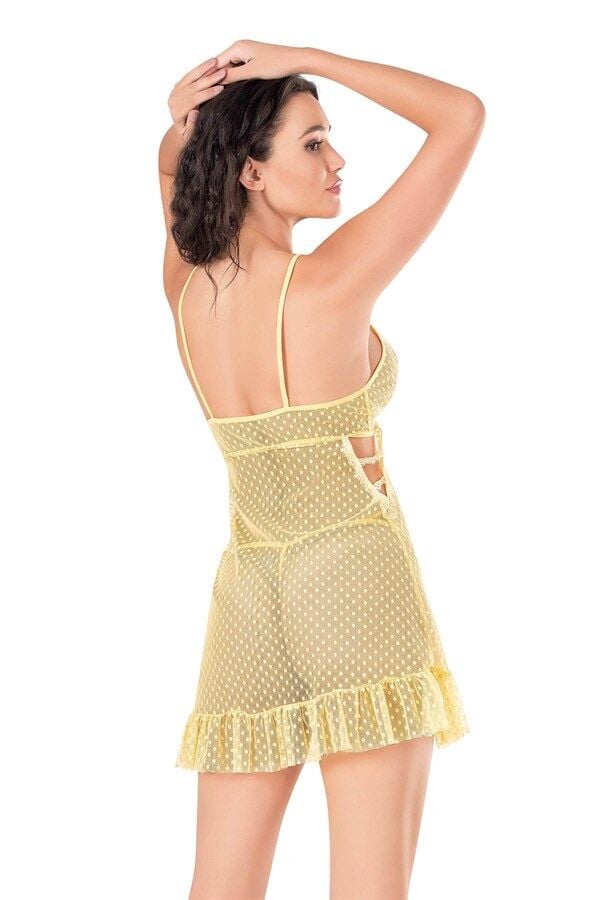 Arias Closet Sarı Kısa Tül Gecelik