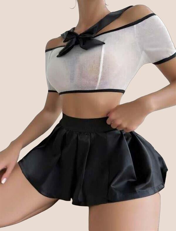 Arias Closet Transparan Mini Etekli Kurdela Detaylı Fantezi Kostüm