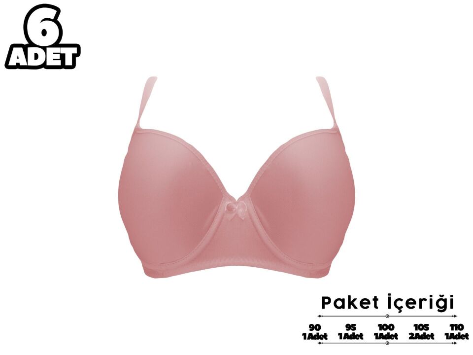 Liza 2120 Pudra C Cup Balenli Desteksiz Bayan Sütyen 6'lı