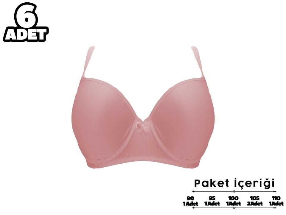Liza 2120 Pudra C Cup Balenli Desteksiz Bayan Sütyen 6'lı