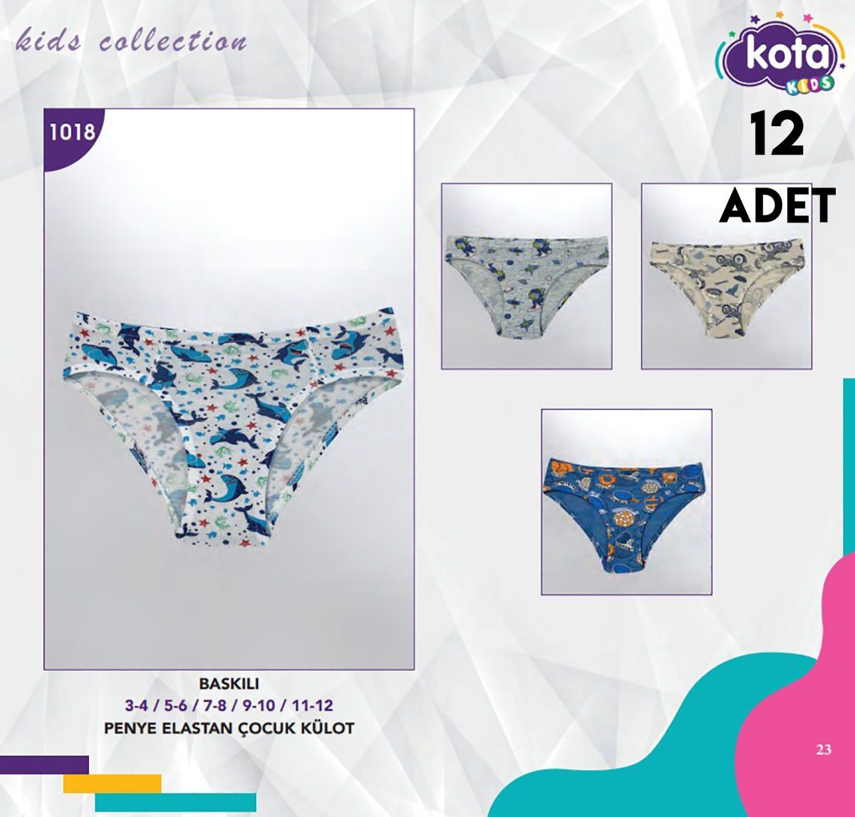 Kota 1018 Desenli Erkek Çocuk Külot 12'li