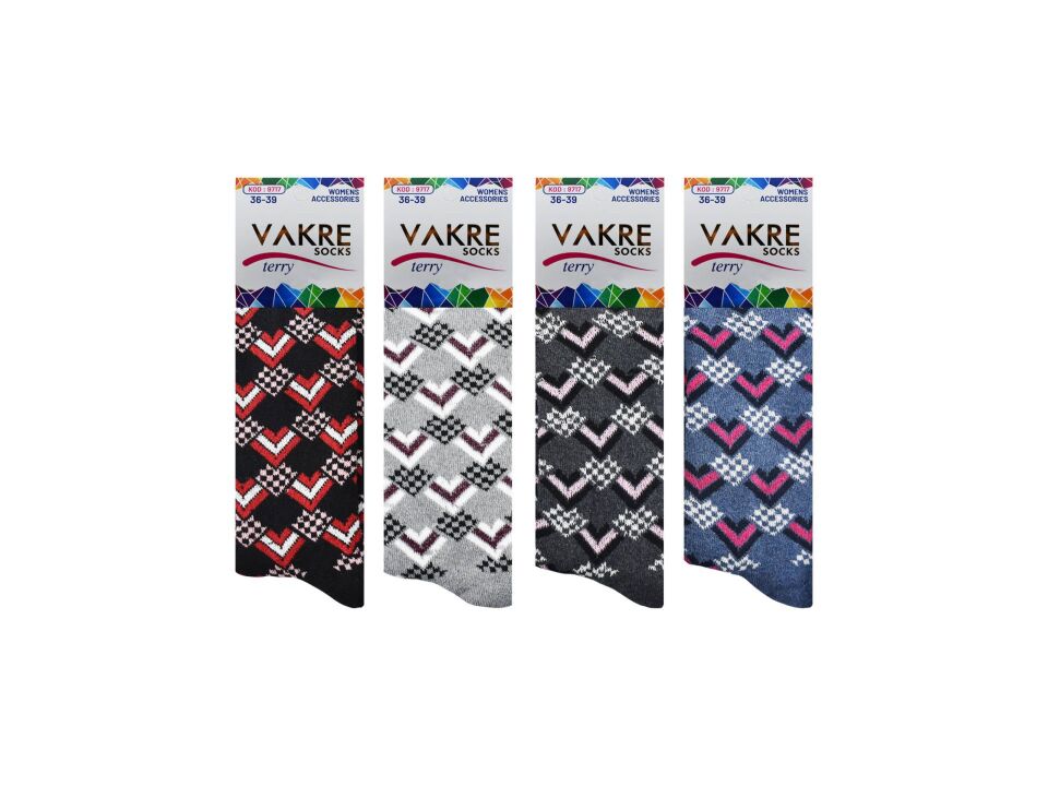 Vakre 9717-17 Bayan Penye Havlu Kışlık Çorap 12'li