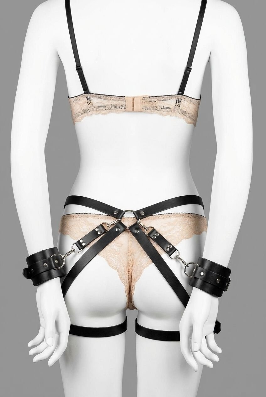 Arias Closet Yanylardan ve Arkadan Tutturulabilen Harness Jartiyer Set