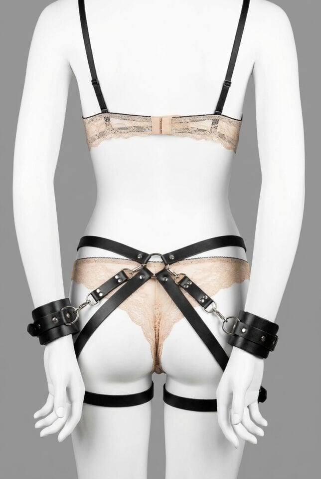 Arias Closet Yanylardan ve Arkadan Tutturulabilen Harness Jartiyer Set