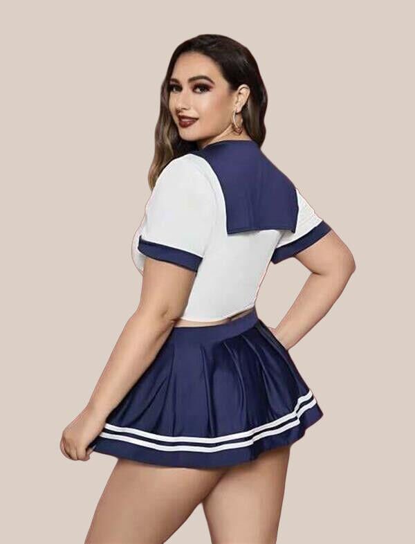 Arias Closet Büyük Beden Lacivert Mini Etekli Fantezi Denizci Kostümü