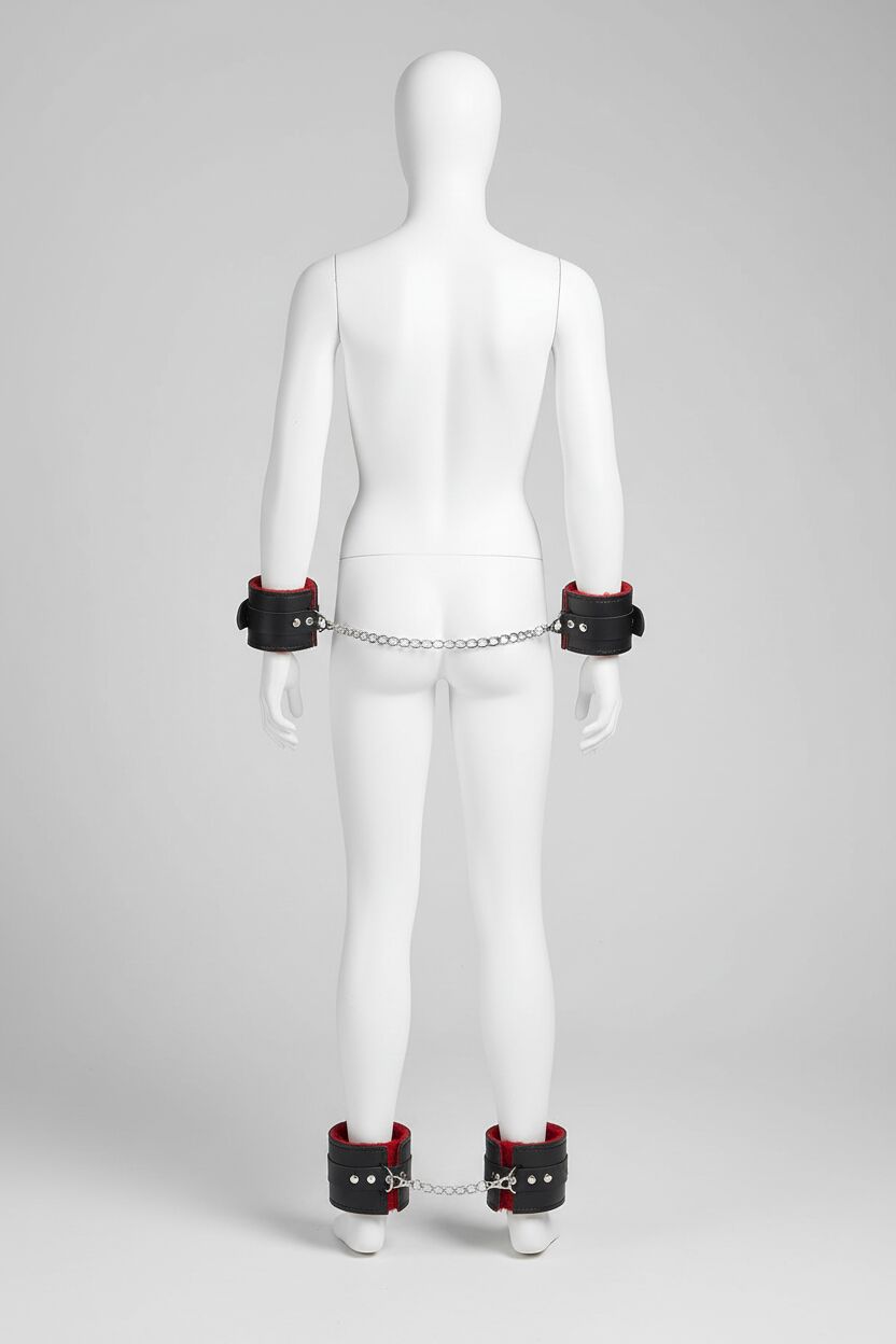 Arias Closet İçi Kırmızı Tüylü Kol Bacak Kelepce Set