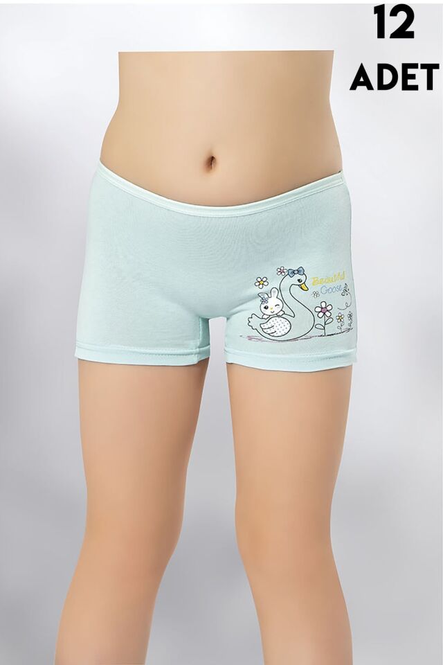 Kota 3409 Parça Baskılı Kız Çocuk Boxer 12'li