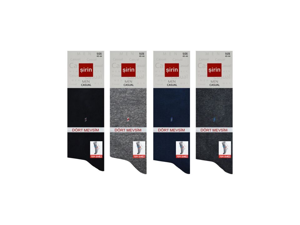 Şirin 7150-14 Dört Mevsim Ter Emici Erkek Penye Soket Çorap 12'li
