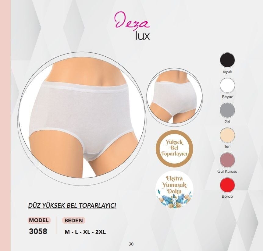 Dondeza 3058 XL Beden Yüksek Bel Toparlayıcı Külot 12'li