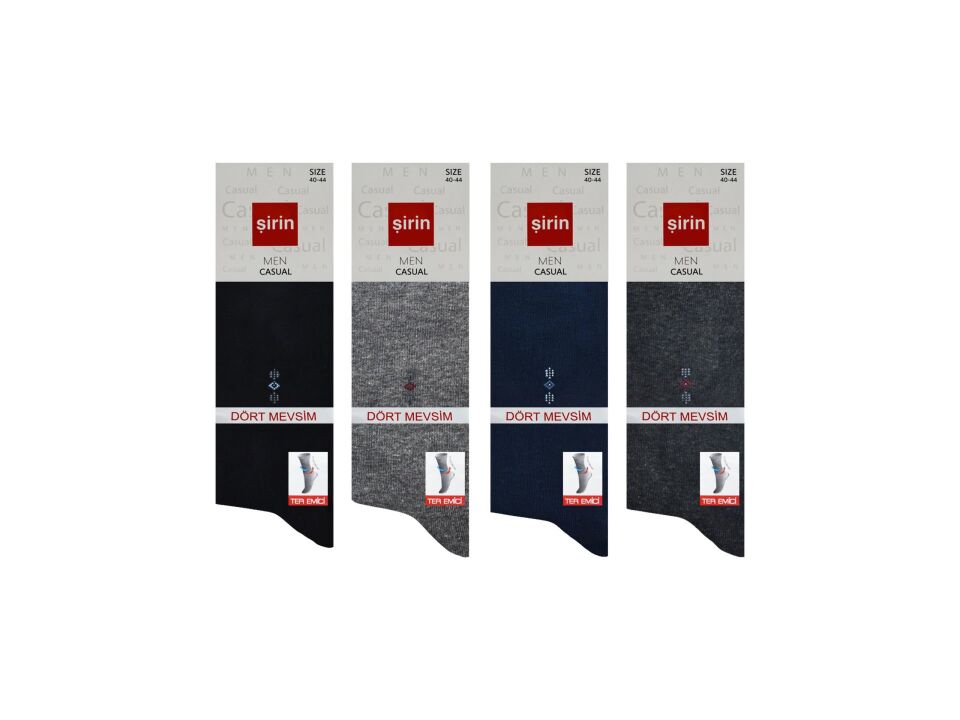 Şirin 7150-19 Dört Mevsim Ter Emici Erkek Penye Soket Çorap 12'li