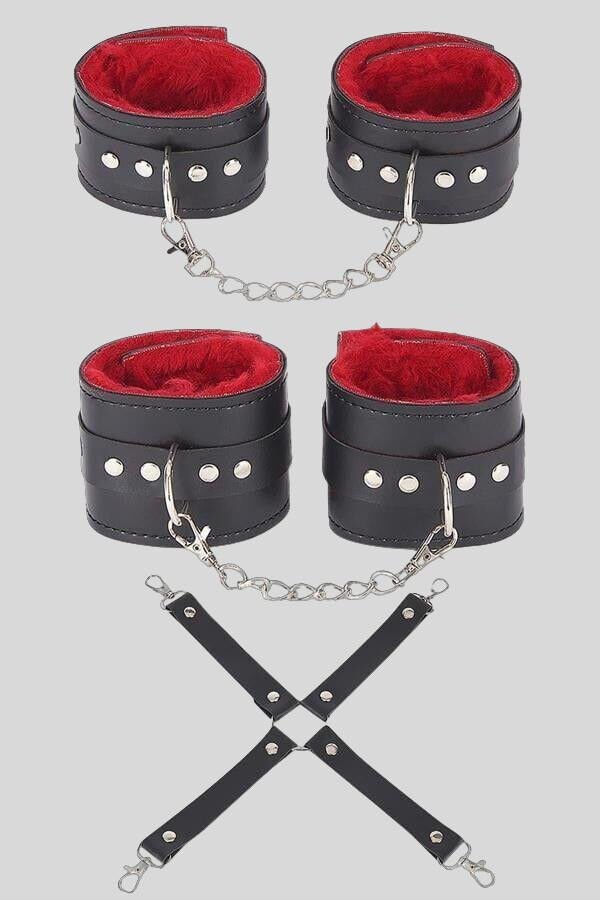 Arias Closet Siyah Kırmızı Harness Fantezi Aksesuar Set