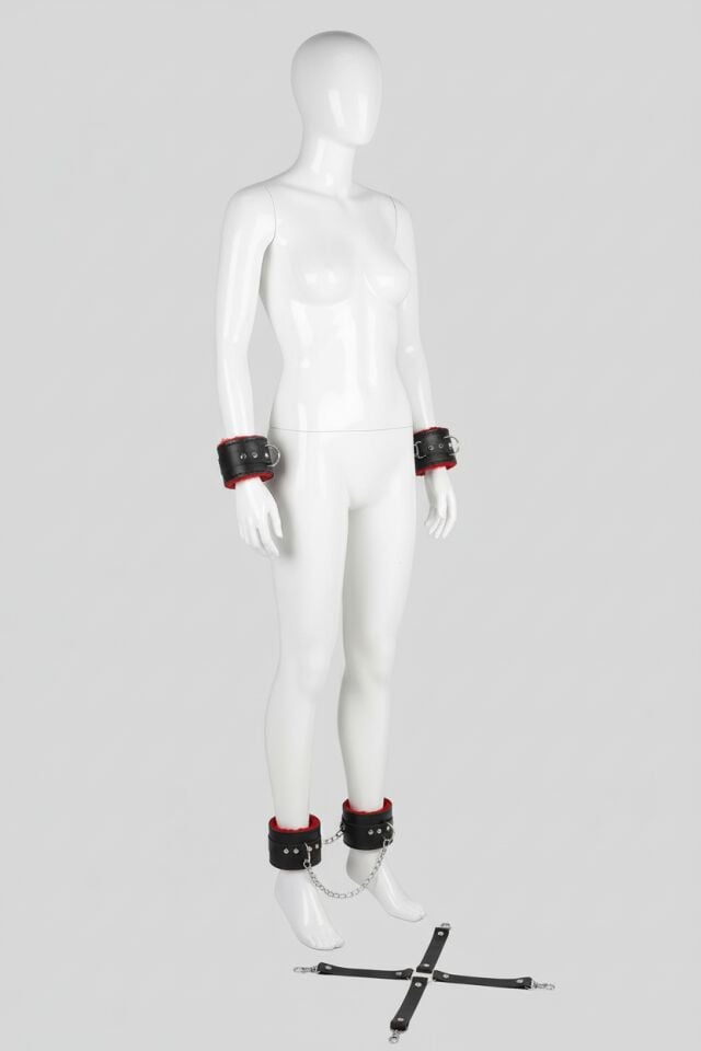 Arias Closet Siyah Kırmızı Harness Fantezi Aksesuar Set