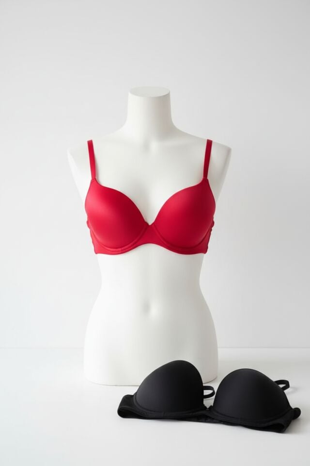 Arias Closet Siyah-Kırmızı 2'li Mikro Kumaş İçi Boş Balenli Günlük Desteksiz Sütyen