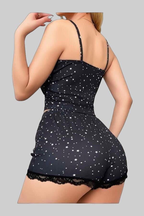 Arias Closet Yıldız Desenli Askılı Şortlu Pijama Takımı