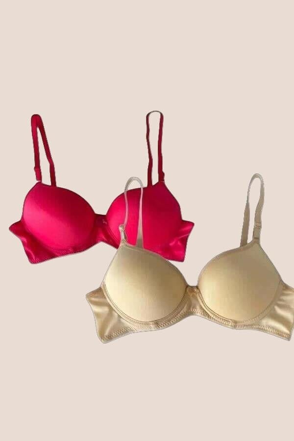 Arias Closet Ten-Kırmızı 2'li Mikro Kumaş Push Up Dolgulu Balenli Günlük Destekli Sütyen