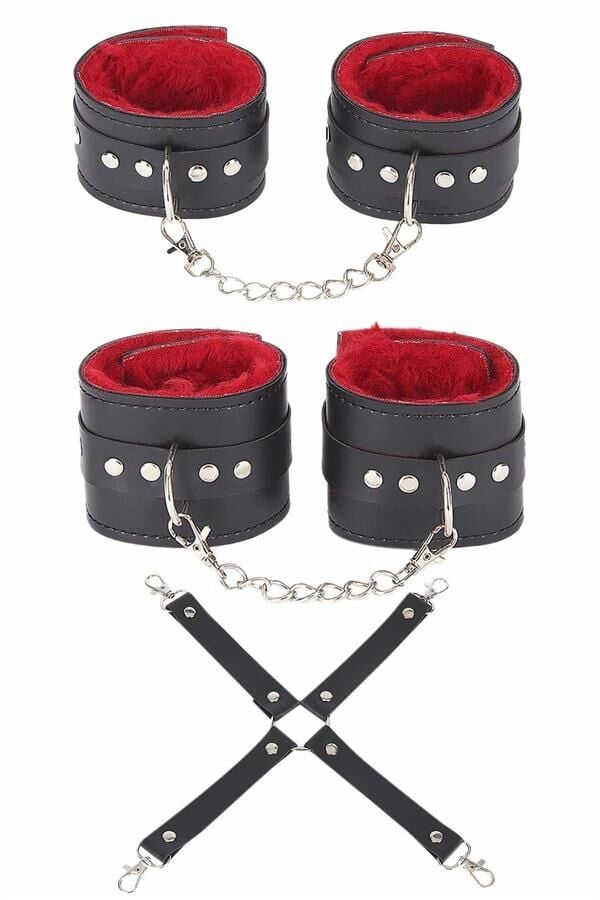 Arias Closet Siyah Kırmızı Harness Fantezi Aksesuar Set