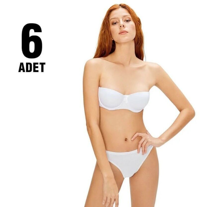 Cansoy 628 Beyaz Fiona Straplez Balenli Destekli Bayan Sütyen 6'lı