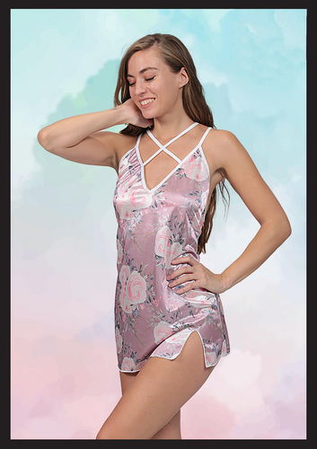 SHE 1328 Erotik Saten Gecelik