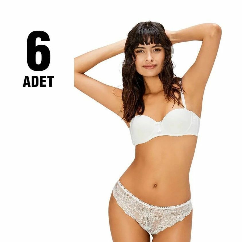 Cansoy 628 Ekru Fiona Straplez Balenli Destekli Bayan Sütyen Takım 6'lı