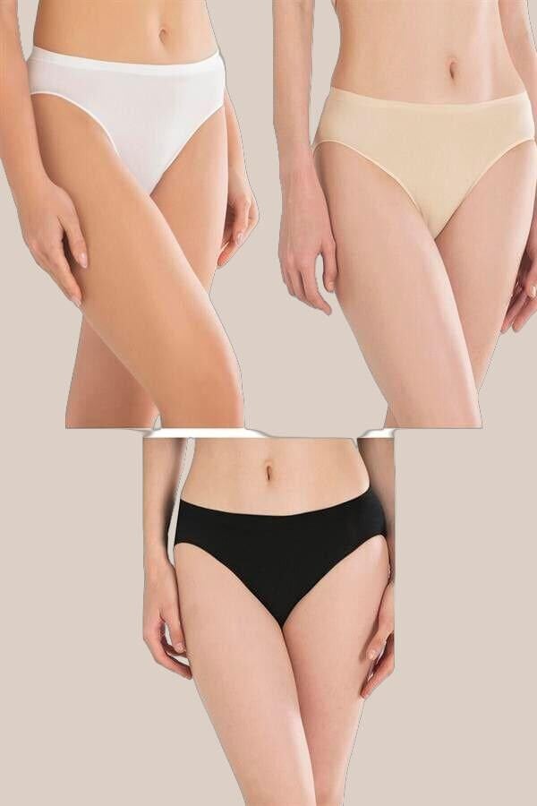 Arias Closet Pamuklu Siyah Beyaz Ten Rengi 3'lü Külot