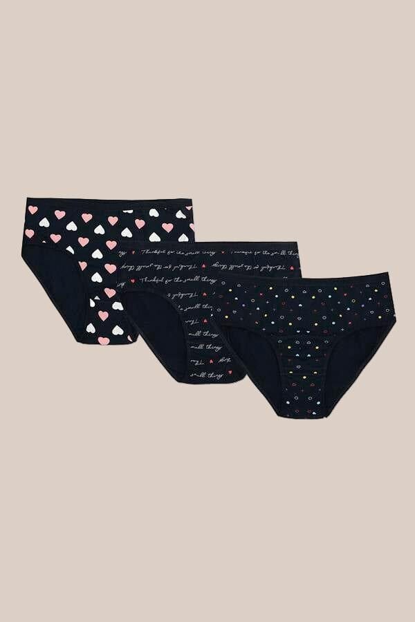 Büyük Beden Pamuklu Likralı Karışık Renkli 3'lü Külot