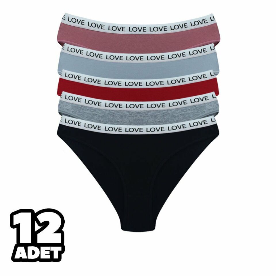 Dondeza 158 Beli Yazılı Düz Bayan Bikini 12'li
