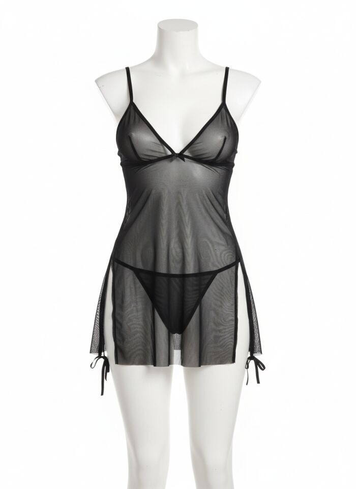 Arias Closet Siyah Transparan Fantezi Tül Gecelik