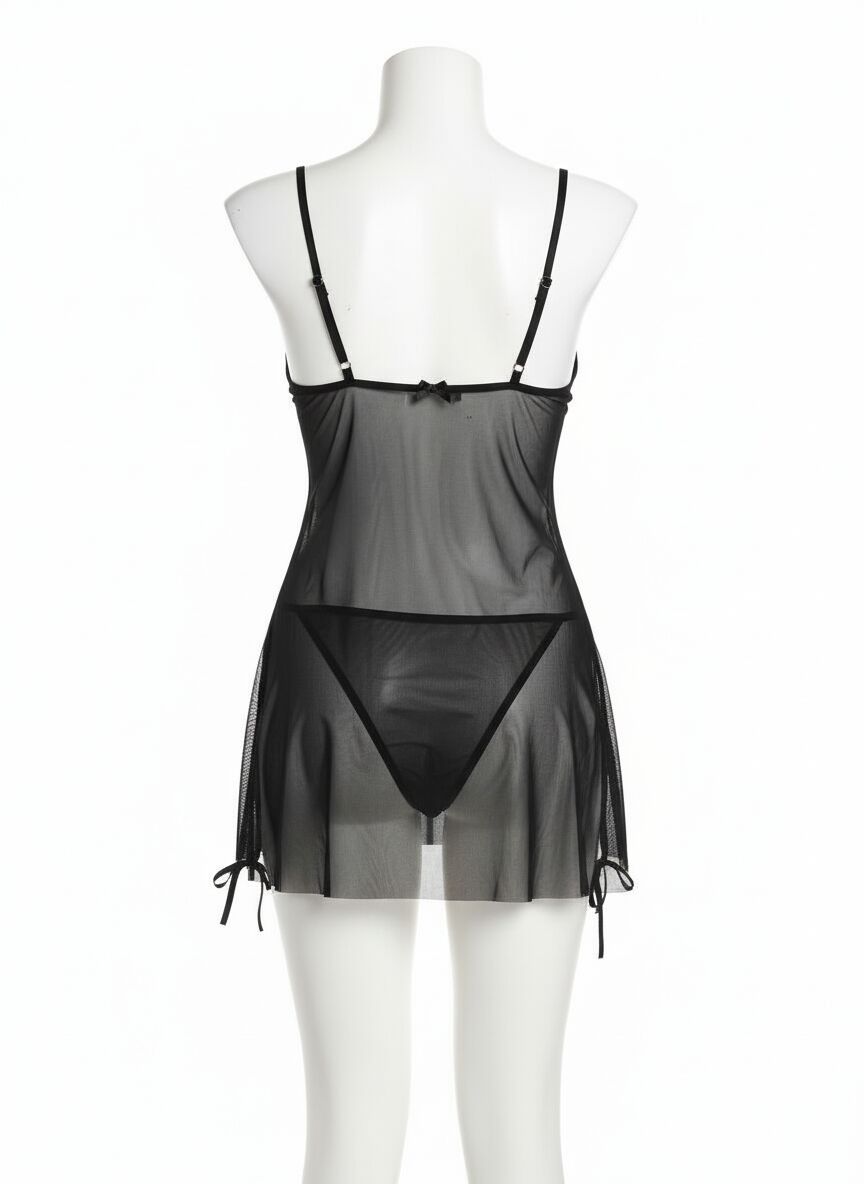 Arias Closet Siyah Transparan Fantezi Tül Gecelik