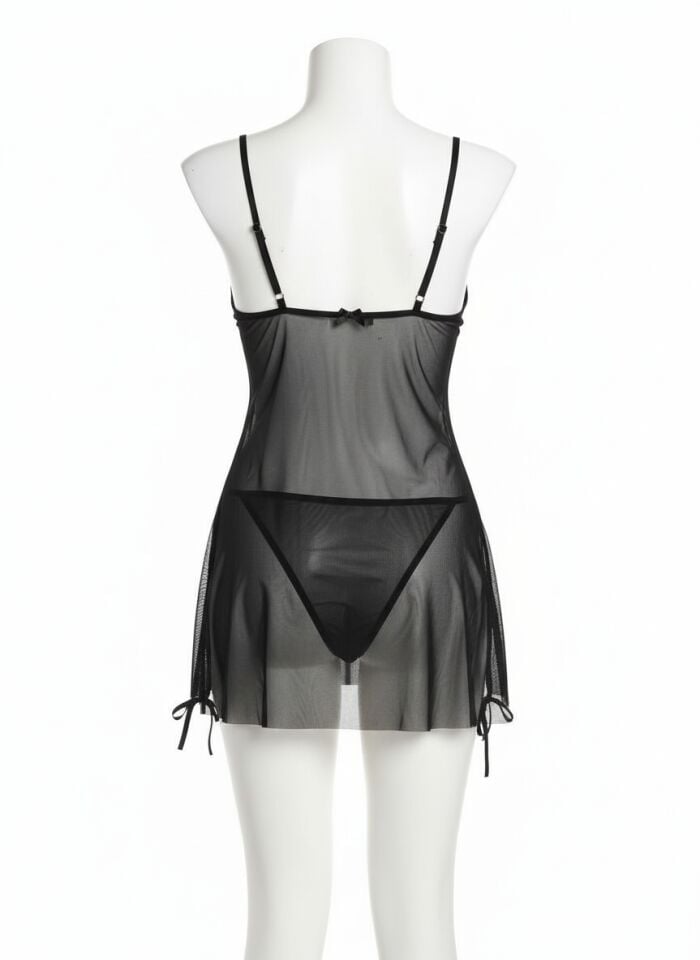 Arias Closet Siyah Transparan Fantezi Tül Gecelik