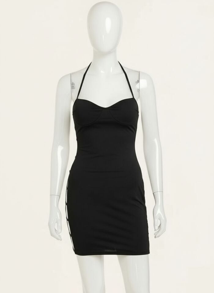 Arias Closet Siyah Transparan Sırt İp Detaylı Fantezi Gecelik