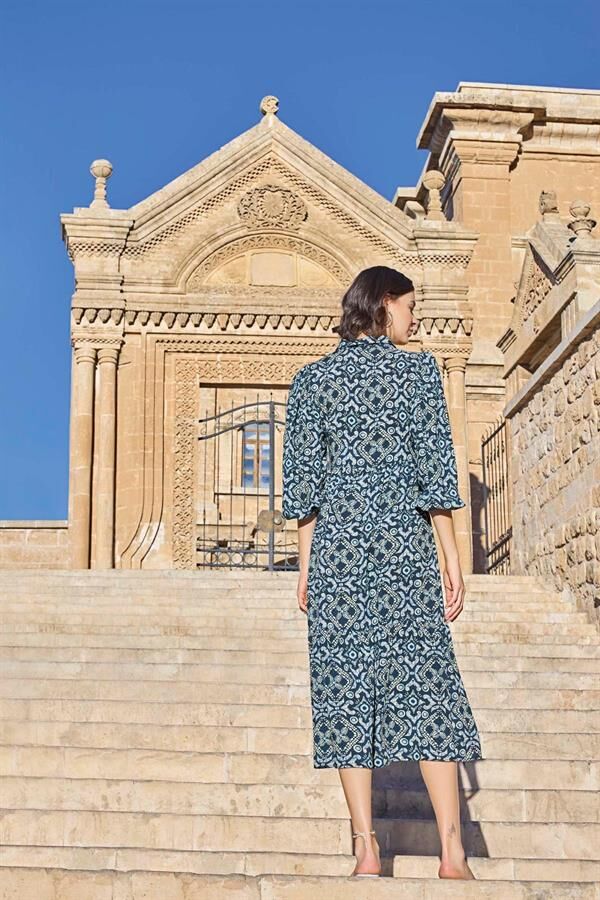 Arias Closet Etnik Desenli Truvakar Kollu Elbise