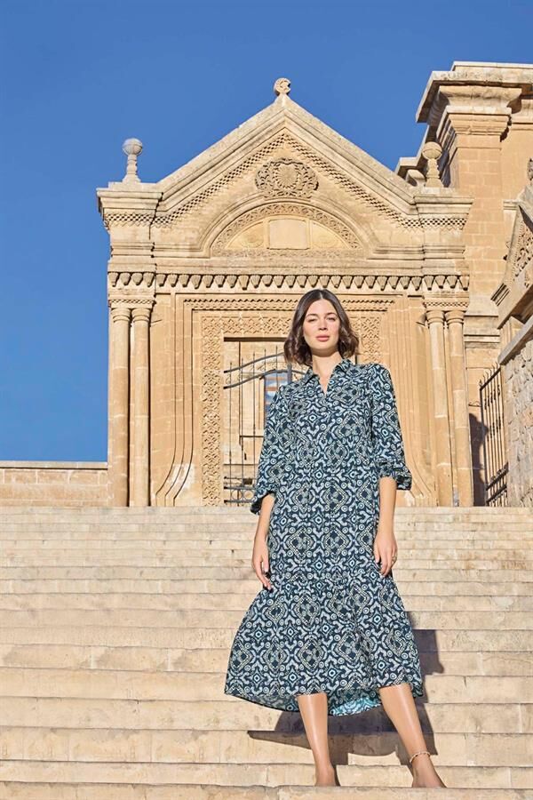 Arias Closet Etnik Desenli Truvakar Kollu Elbise