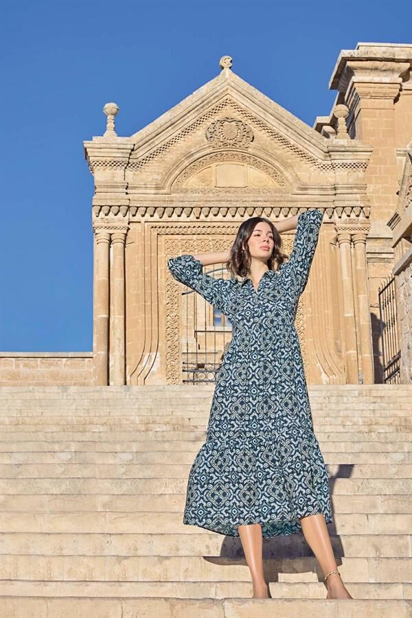 Arias Closet Etnik Desenli Truvakar Kollu Elbise