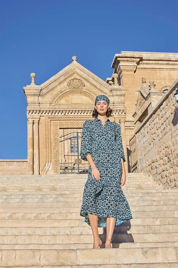 Arias Closet Etnik Desenli Truvakar Kollu Elbise