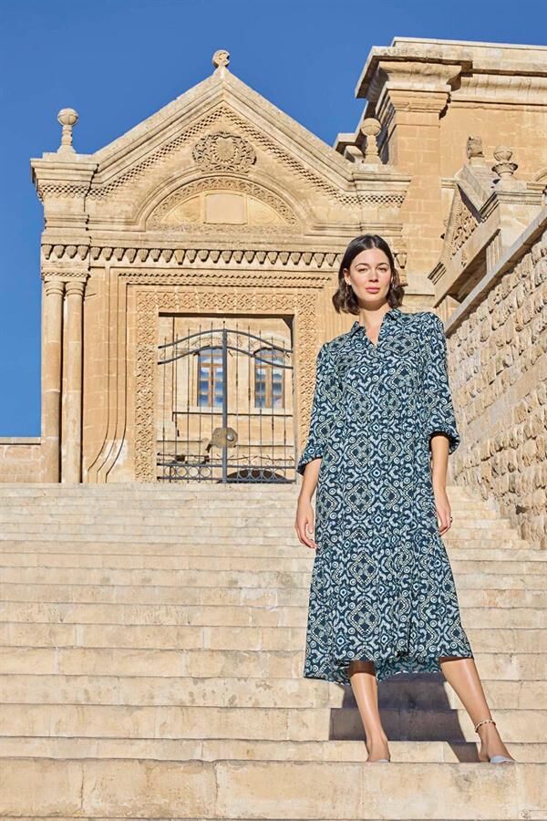 Arias Closet Etnik Desenli Truvakar Kollu Elbise