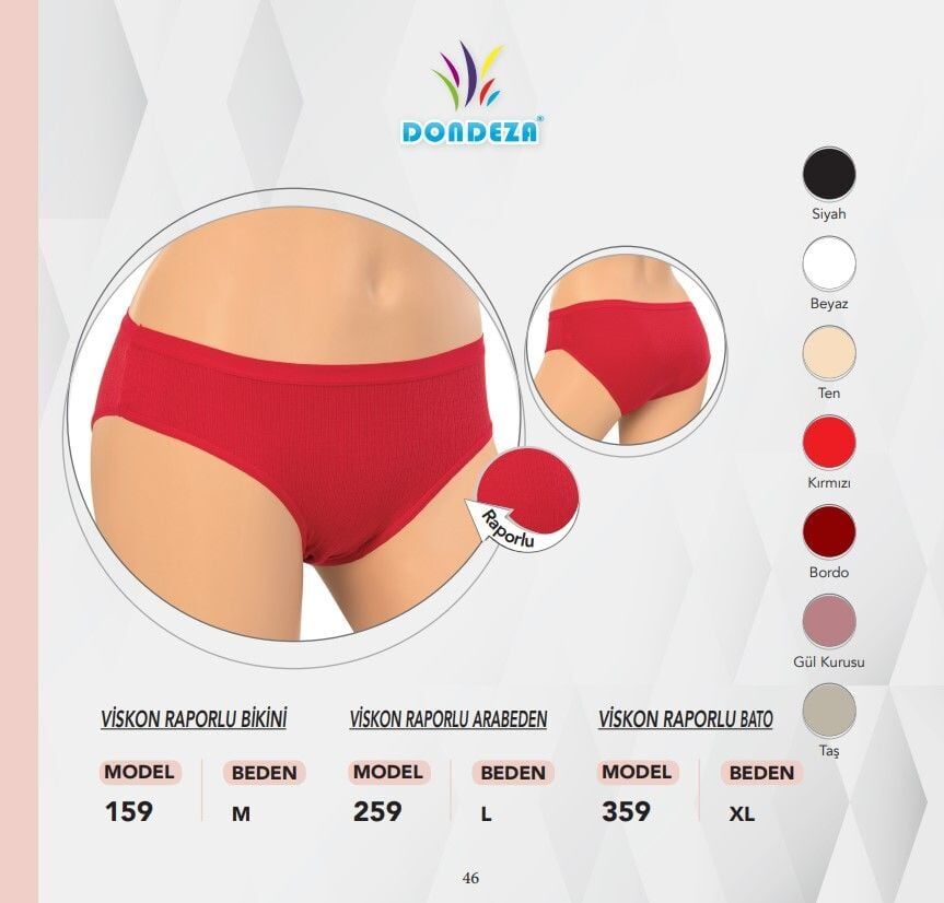 Dondeza 159 Viskon Fitilli Raporlu Bayan Bikini 12'li