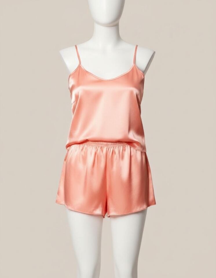 Arias Closet Somon İnce Askılı Saten Şortlu Takım