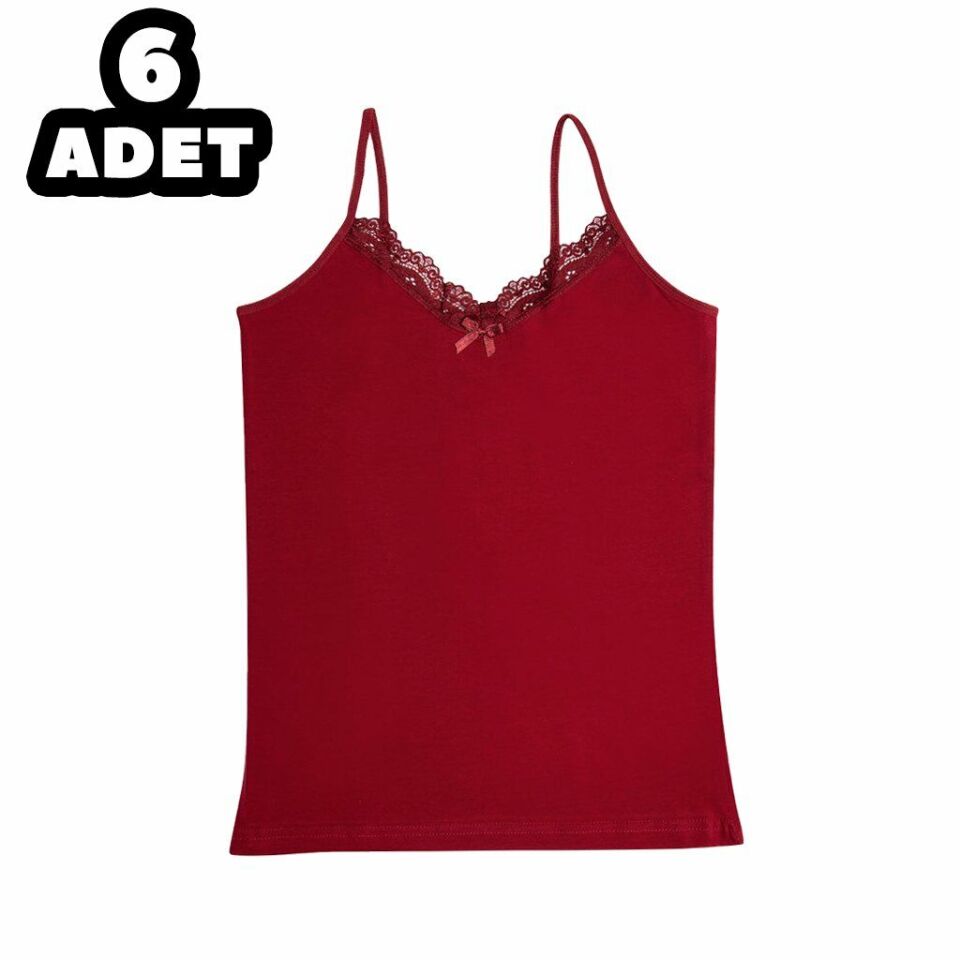 Kota 6037 Bayan İp Askılı Dantelli Atlet 6'lı
